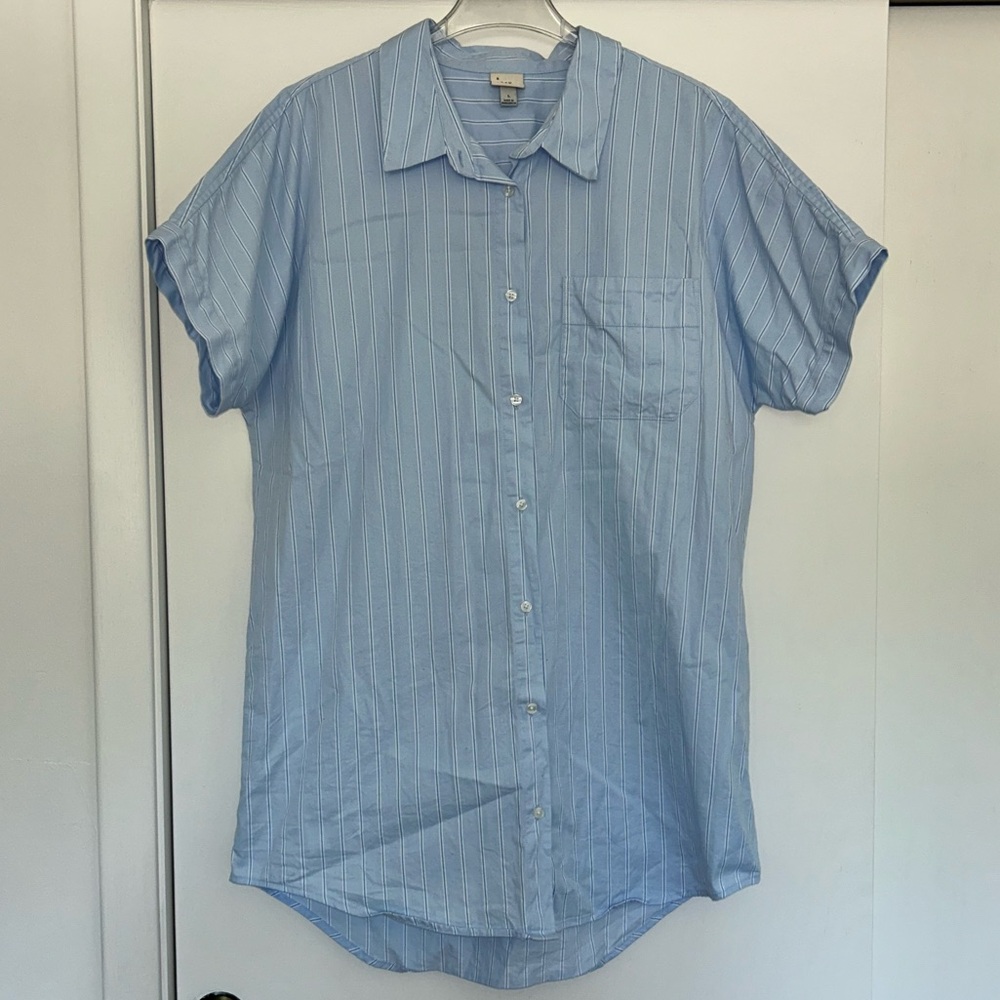A New Day Striped Casual Button Down Shirt Dress